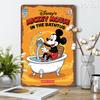 2D Flach, Offizielles Disney Mickey & Minnie Mouse Vintage Badewannen Metall Wanddeko - 20,32x30,48 cm Retro Badezimmer, Küche, Café,