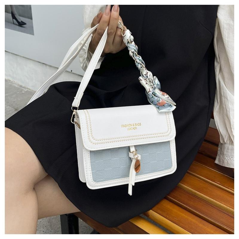 1Pc Popular Foreign Style Cream Small Square Bag New Fashion Niche Design Silk Scarf Shoulder Bag Fresh and Sweet Oblique Span Bag Women