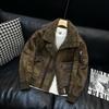 Men's Retro Suede Shearling Jacket - Trendy Warm Lapel Biker Style