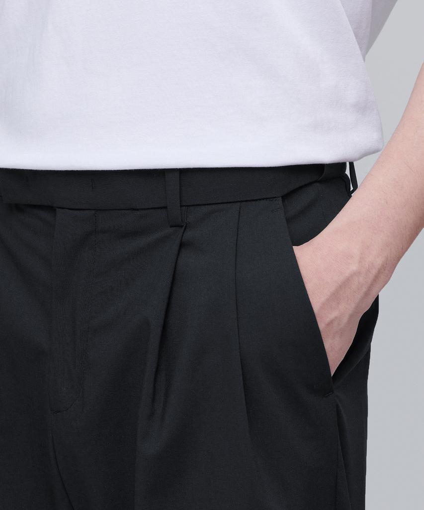 MUSINSA STANDARD [Cooltandard] Real Wide Hidden Banding Slacks [Dark Gray]