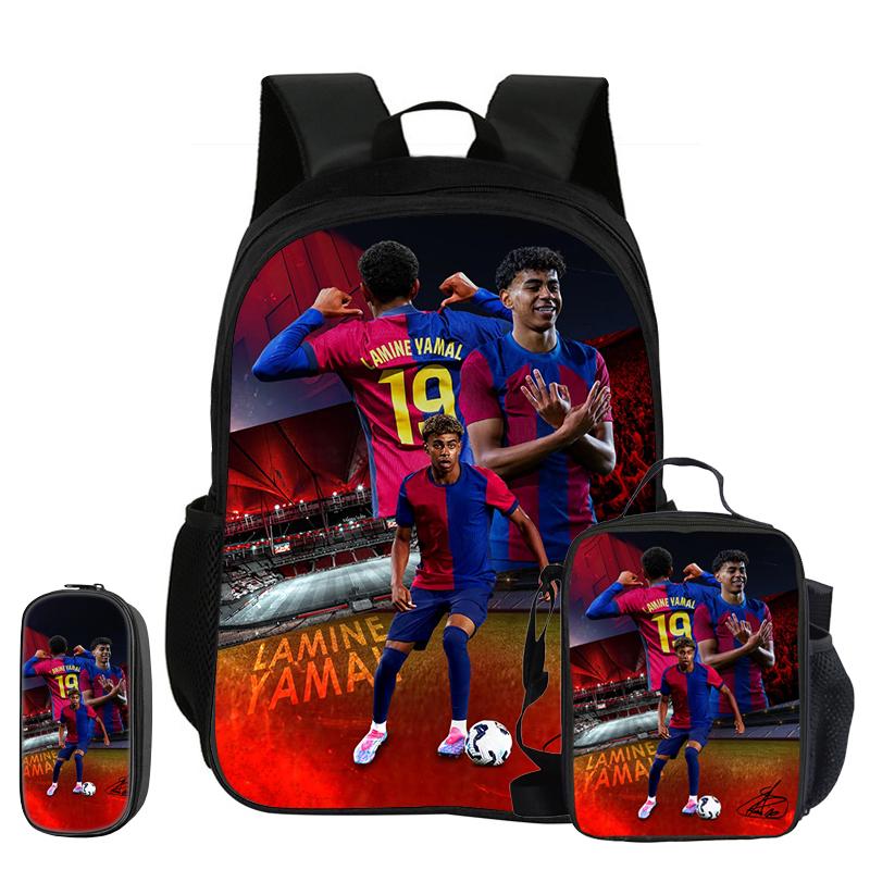 M-Mbappe 3-delige Set Dagelijkse Pakket Draagzak Potloodzakjes Schooltas Voetbalster Rugzak kind Mochila Sportrugzak Kinderen Cadeau