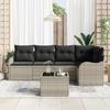 Set de canapé de jardin vidaXL 6 pièces avec coussins Gris Poly Rotin, Canapé de jardin 2 places vidaXL avec rangement 3354381