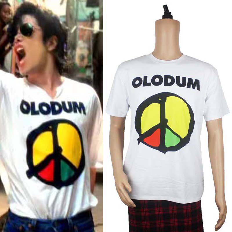Mike s Same Short-sleeved Peace and Love Anti-war OLODUM Music Trend Digital Print Loose Men s and Women s T-shirts S разноцветный
