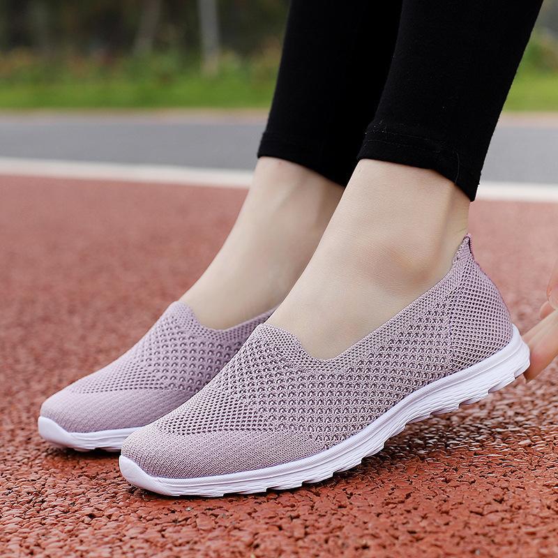 2025 Summer Women's Lazy Shoes Hollow Mesh Lightweight Fly-woven One-pedal Large-size Mesh Shoes