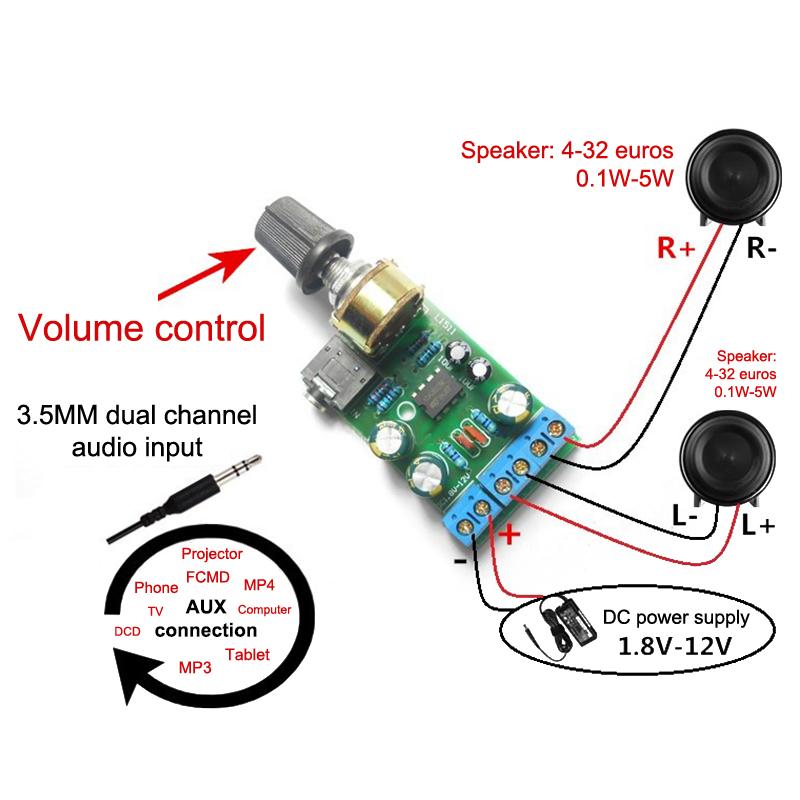 Tda2822M 2.0 Stereo Audio Zesilovač Deska Dvoukanálový Zesilovač Aux Zesilovač Deska Modul Přenosný Mikro Rádio Zesilovač Deska