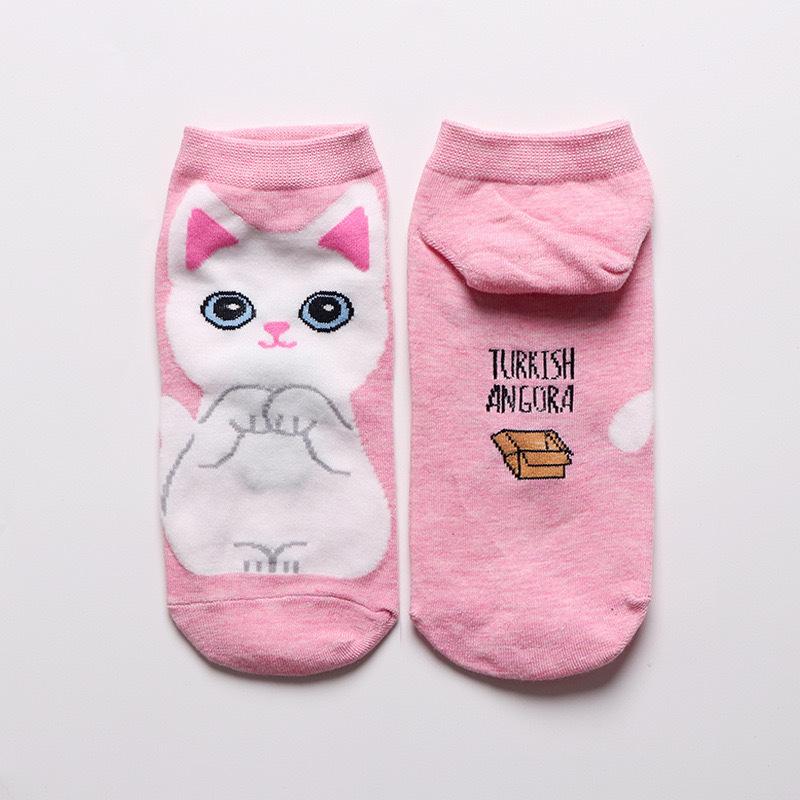 Women Cartoon Flat Boat Socks Korean Style Adorable Cat Dog Design Cotton Short Socks For Spring Autumn Comfortable Ankle Socks