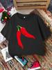 Vivid Red Chili Simple Print Kids Tee Boys Girls Family Matching Short Sleeve Soft Breathable Daily Parent Child Comfort Tops