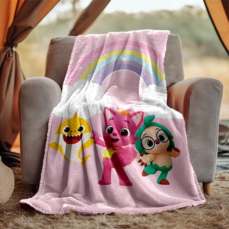 Pinkfong Flannel Blanket Soft Warm All-Season Throw, Design for Camping, Car Travel, Hiking Sofa, Bed, Office Perfect Gift for Parties
