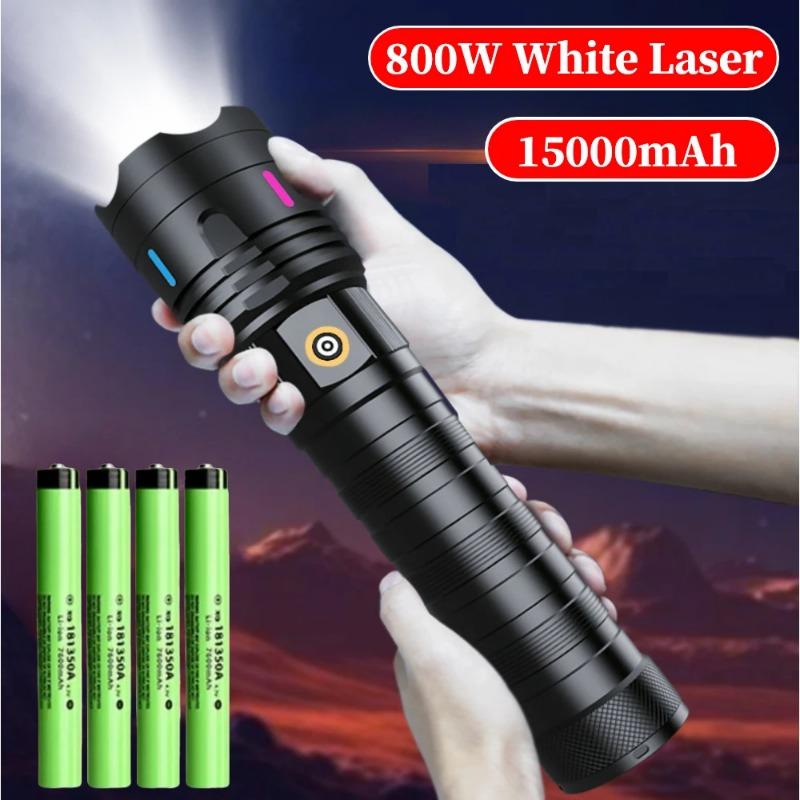 1/2PCS High Power Long Range LED Flashlight Zoomable Type-C Rechargeable Tactical Handheld Light for Outdoor Camping Fishing