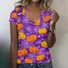 Women's V-Neck Halloween Print Blouse Lightweight Spring Summer Top
