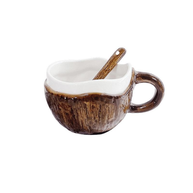 

Кокосовая Кружка Керамическая Кофейная Чашка Уникальный Дизайн Креативная Миска для Овсянки на Завтрак Для Дома Офиса Путешествий Экологичная Безопасна для Посудомоечной Машины 201-300ml