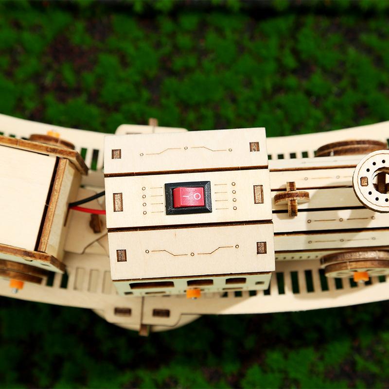 Cross-border Electric Train Track 3D Stereo Puzzle Wooden Toys Puzzle Assembly DIY Creative Toys