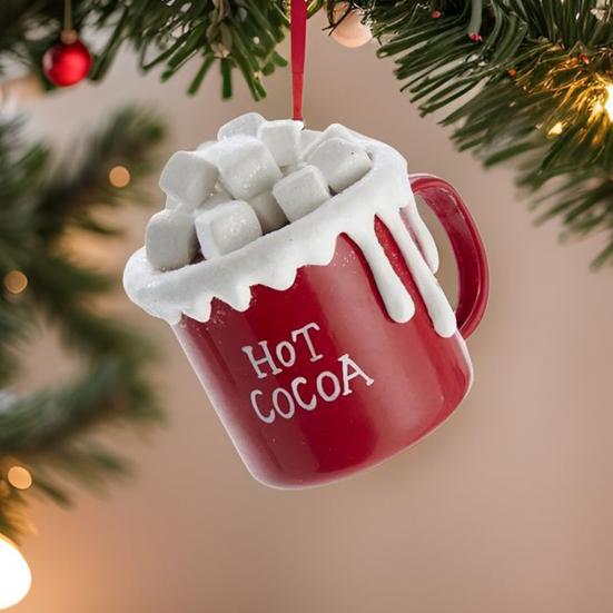

Горячая подвеска из какао, смоляная кофейная чашка, рождественская елка, украшение для камина, праздничная елка, подвесное украшение A