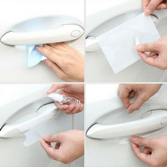8Pcs Car Door Bowl Handle Anti-scratch Clear Protection Film Sticker Decoration