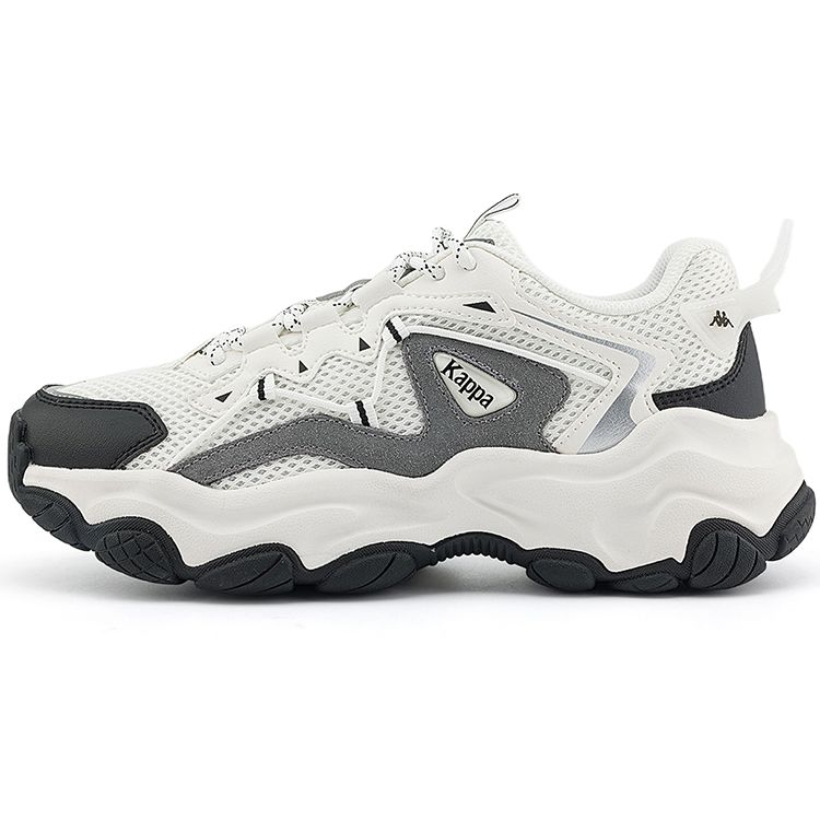 Kappa Fabric Synthetic Leather Cow Split Leather Shoes Trendy Deconstruction Low Top Dad Shoes Unisex sneaker White Black Frosted-Gray K0DY5MC57-012A