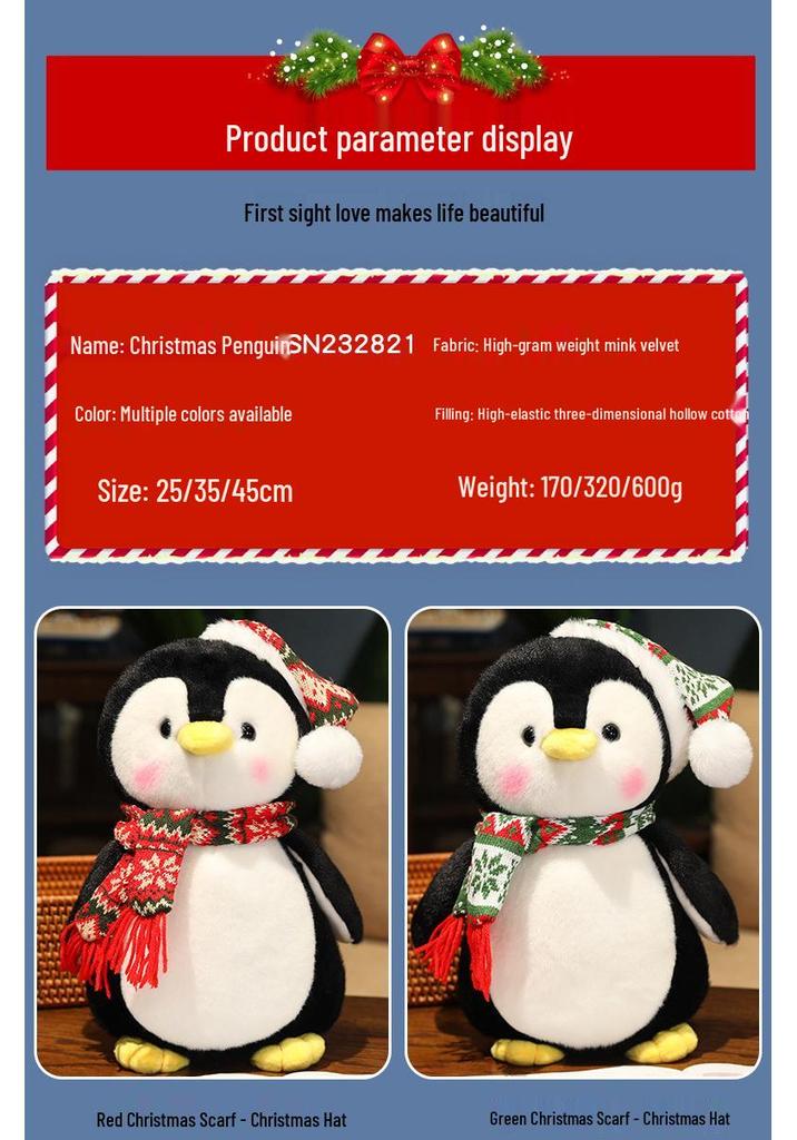 Christmas Penguin Scarf Plush Toy - Festive Decoration & Kids' Gift