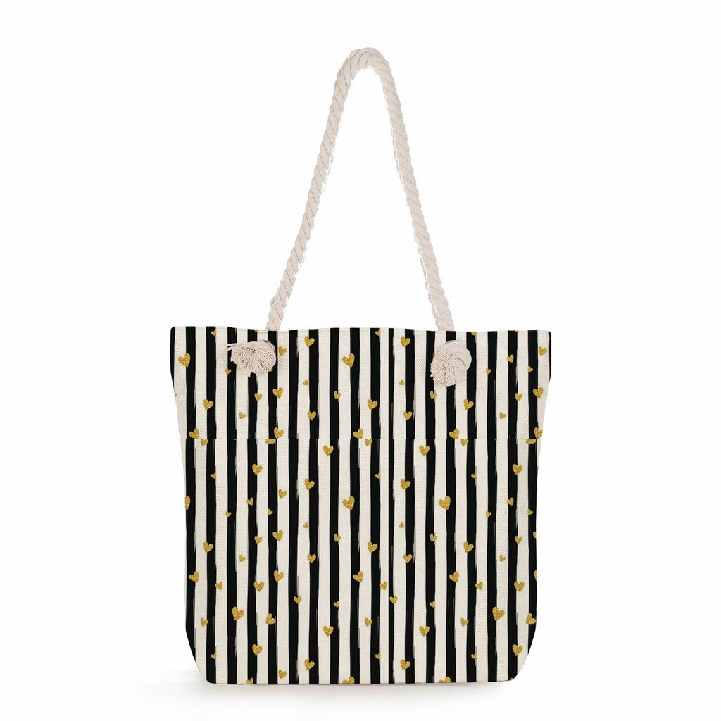 Love print thick rope single-shoulder beach bag 7230 CLE