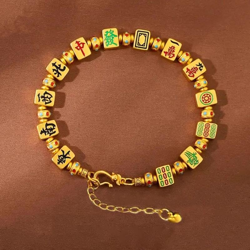 

Эмалевый маджонг браслет на удачу Новый китайский нишевый высококлассный браслет Легкая роскошь темперамент Универсальные персонализированные украшения