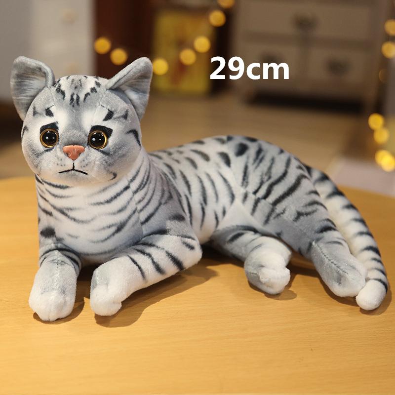Stuffed Lifelike Cats Plush Toy simulation American Shorthair Adorable Cat Doll Pet Playthings Home Decor Present Designed For Girls birth date
