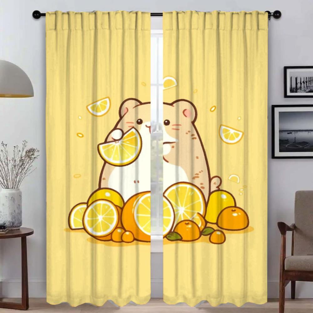 

Little Hamster Curtains Living Room Curtain Panel Shades Halloween Decoration Partition Home Interior Made Of Polyester Washable Sitting Ready W100*H130(CM)-Rod Pocket&2PCS