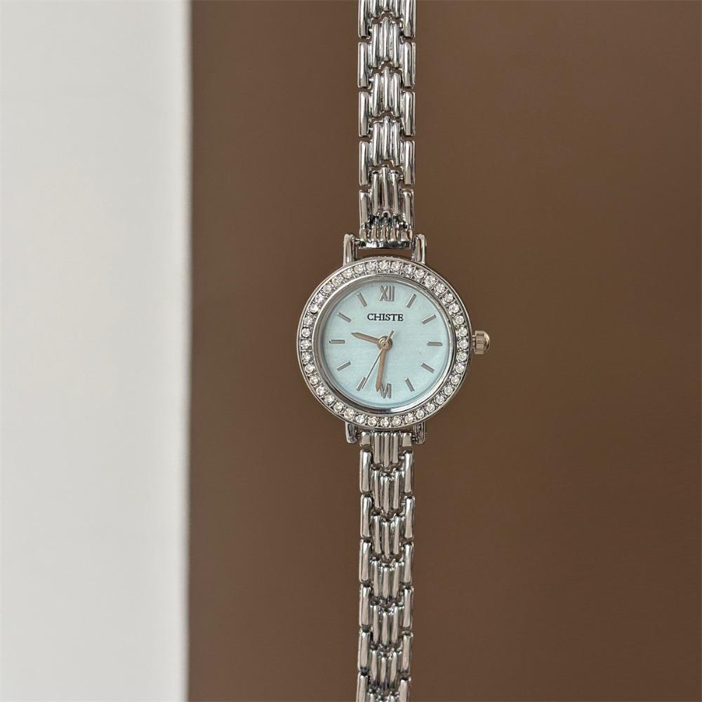 New Round Dial Bracelet Watch Diamond Inlaid Elegant Ladies Watch Bracelet Strap Luxury Wristwatch For Women