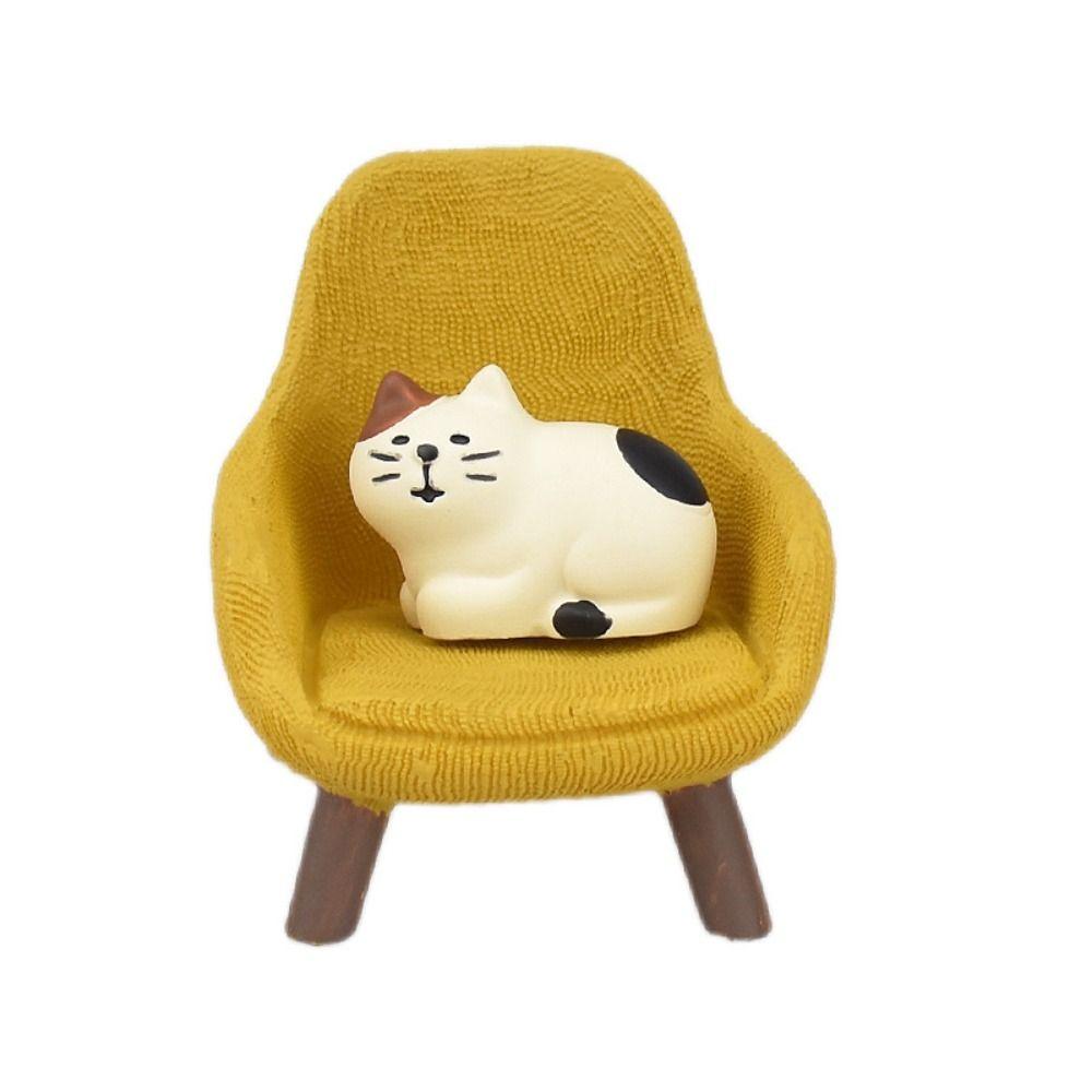 

Cat Desk Figurines Resin Car Dashboard Figurines Holiday Gifts Miniature Scene Doll Toy Car жёлтый