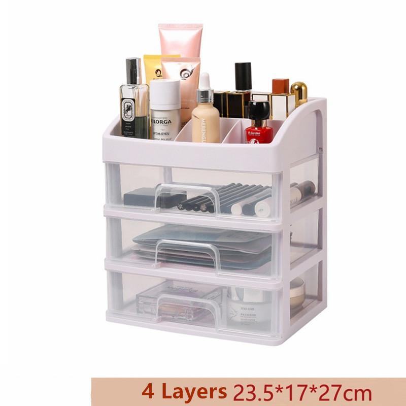 Multi-layer Cosmetic Storage Box Large Capacity Transparent Drawer Jewelry Makeup Organizer Nail Polish Container Desktop