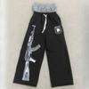 European and American Double Waisted Embroidered Street Folding Couple Sweatpants