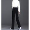 2022 Autumn Winter Korean Solid Color High Waisted Elastic Elegant Wool Office Ladies Women's Trousers  Wide Leg Pants Women