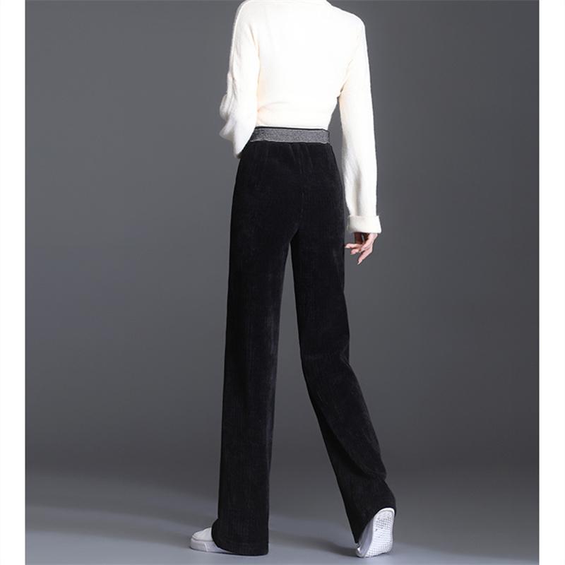 2022 Autumn Winter Korean Solid Color High Waisted Elastic Elegant Wool Office Ladies Women's Trousers Wide Leg Pants Women