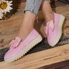 Bow Thick-soled Loafers for Women, 2025 Autumn New British-style Plus-size Muffins with A Foot of Small Leather Shoes