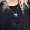 Stylish Necklace with Heart Line Bowknot Pendant Unique Bowknot and Heart Pendant Necklace Simple Clavicular Chain Charm