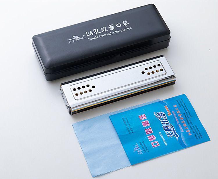 Swan 24-Hole Double-Sided C/G Key Harmonica with Plastic Case for All Ages and Beginners