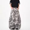 New American retro camouflage tooling wide-leg pants men's and women's loose trousers casual scimitar jeans