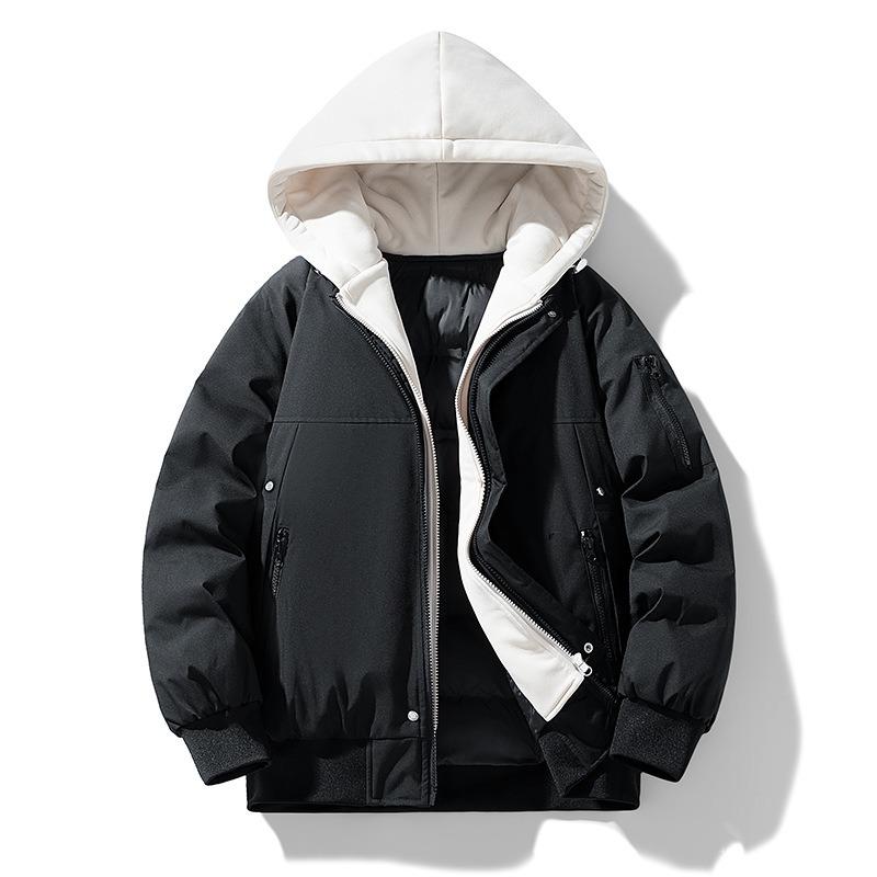 

Printable OO fake two-piece cotton-padded clothes for men and women, loose cotton-padded clothes in winter, couple s hats, removable coats for men 3XL