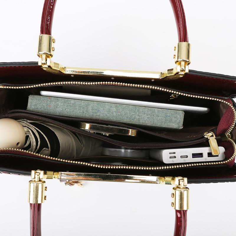 Ladies' Handbag, Patent Leather Crocodile Pattern Shoulder Bag, High-end Sense, Large Capacity Bag, Commuting Tote Bag