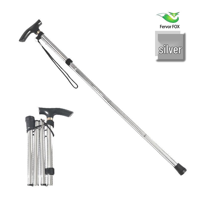 5-Section Aluminum Trekking Pole: Folding, Anti-Slip Adjustable Crutch for Hiking & Elderly Use