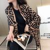 Korean-Style Geometric Colorblock Faux Cashmere Scarf Long Warm Shawl With Tassels Winter Office Wear