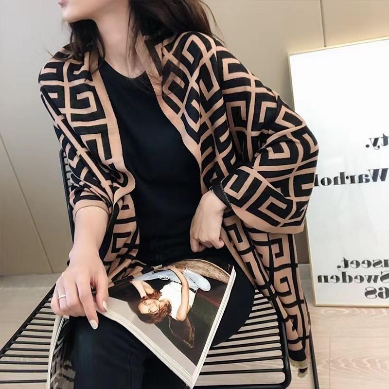Korean-Style Geometric Colorblock Faux Cashmere Scarf Long Warm Shawl With Tassels Winter Office Wear