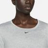 Nike Dri-FIT One Solid Logo Round Neck Long Sleeve T-Shirt Women Tops Light-Gray DD0642-073