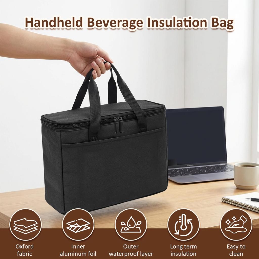 3 Cups Drink Delivery Insulated Bag Portable Carrier Takeaway Thermal Warm Cooler Tote Bag Picnic Supplies Storage Bag
