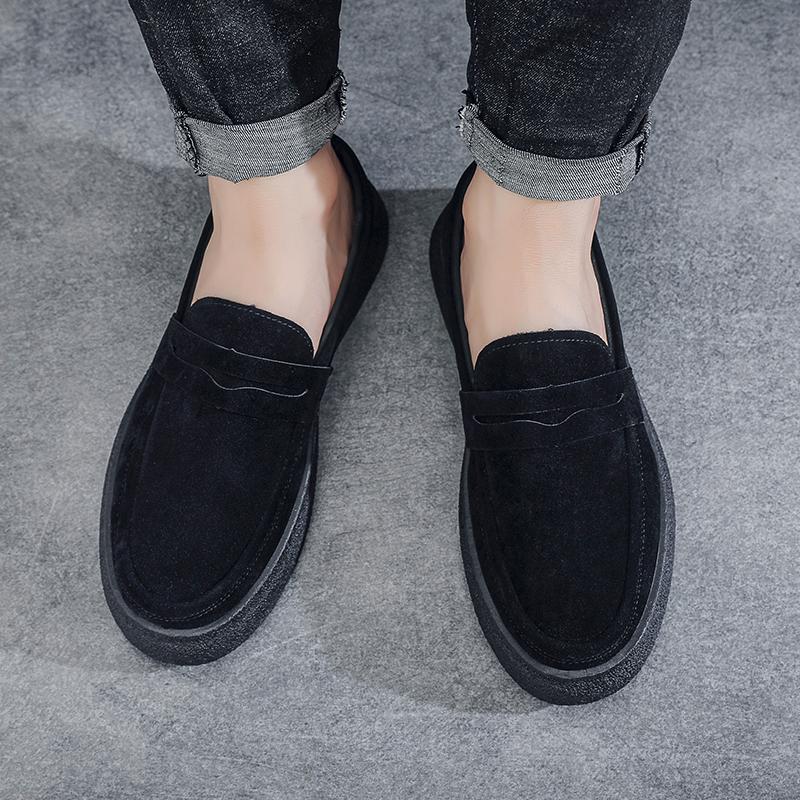 Khaki Casual Loafers Men Comfortable Breathable Suede Casual Shoes Man Slip On Platform Shoes For Men Zapatos Para Hombre