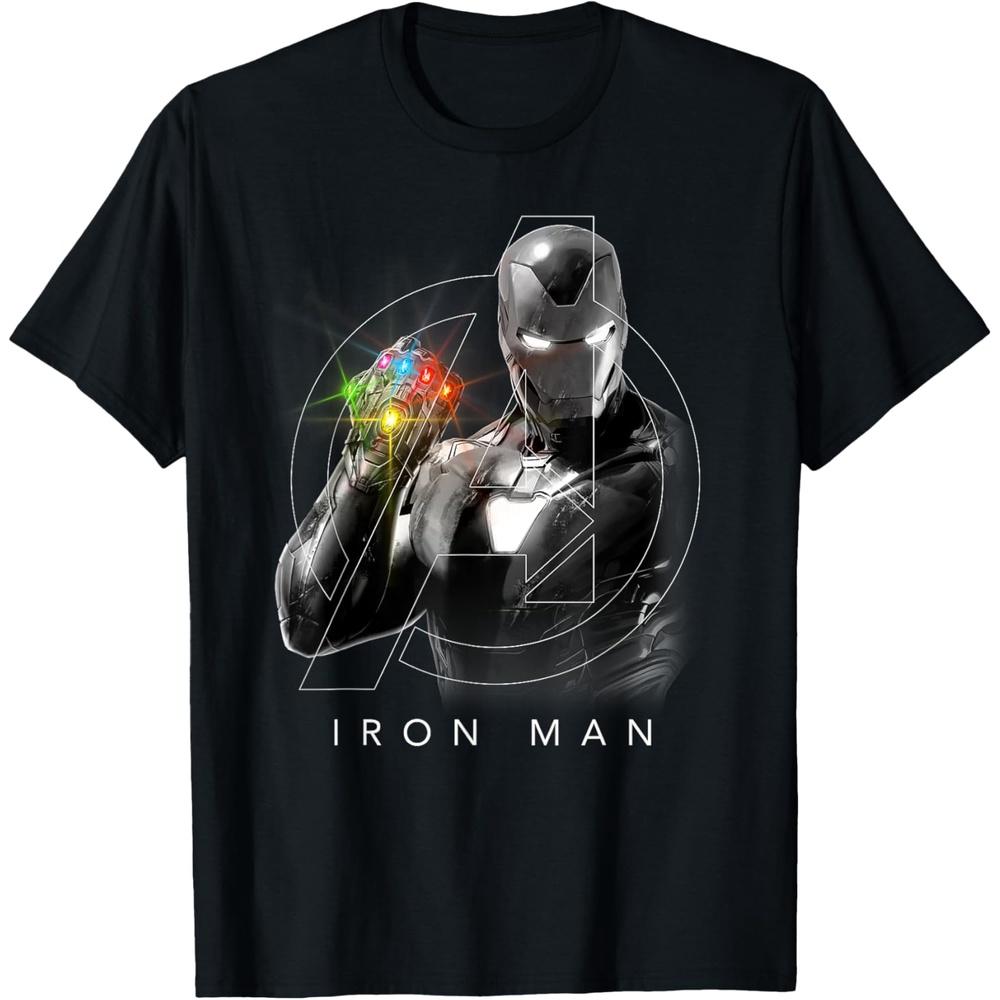 Marvel Avengers Endgame Glowing Stones Logo Overlay Portrait T Shirt 3XL чёрный