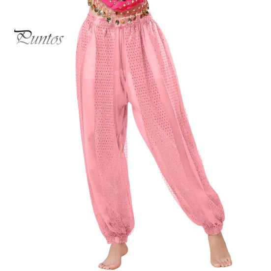 Γυναικείο παντελόνι Performance Ελαστικό ψηλόμεσο μονόχρωμο μπλουμέρ με παγιέτα ντεκόρ Λαϊκός χορός Ενήλικες Κοστουμάκια για χορό της κοιλιάς