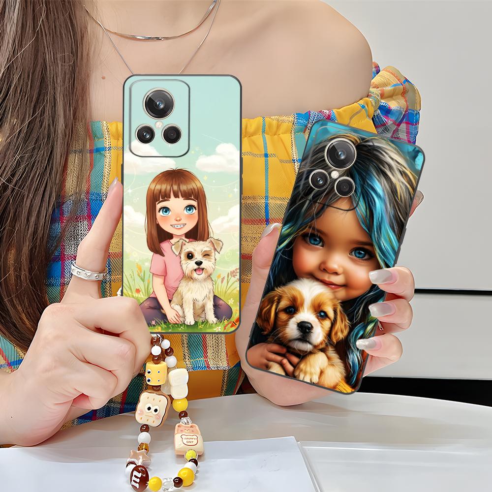 Girl Dog Puppy Matte TPU Mobile Phone Case for Realme GT 8 Neo Pro C75 73 71 C67 65 C55 53 C35 31 C20 15 Colorful Cover