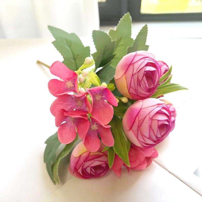 Nordic Rose Spring  Tea Bud Embroidered Ball Small Handle Flower Simulated Flower Silk Flower Wedding Photography Home Decoration Hand-held Flower