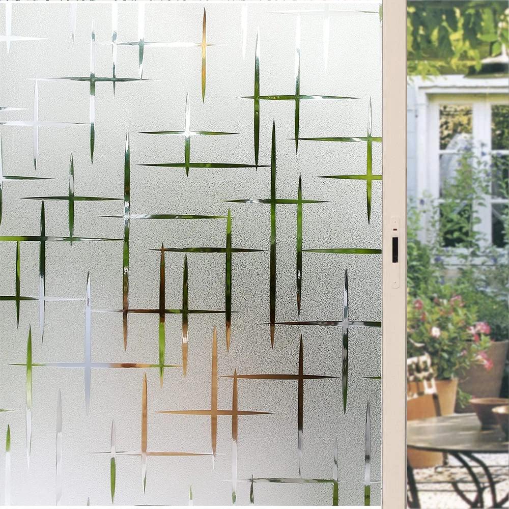 3D Frosted Decorative Window Film Privacy Static Cling Adhesive Stained Glass Film Matte Decals Uv Protection Window Decals