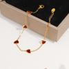 Women's 18K Gold-Plated Wine Red Heart Bracelet, Titanium Steel, French Design