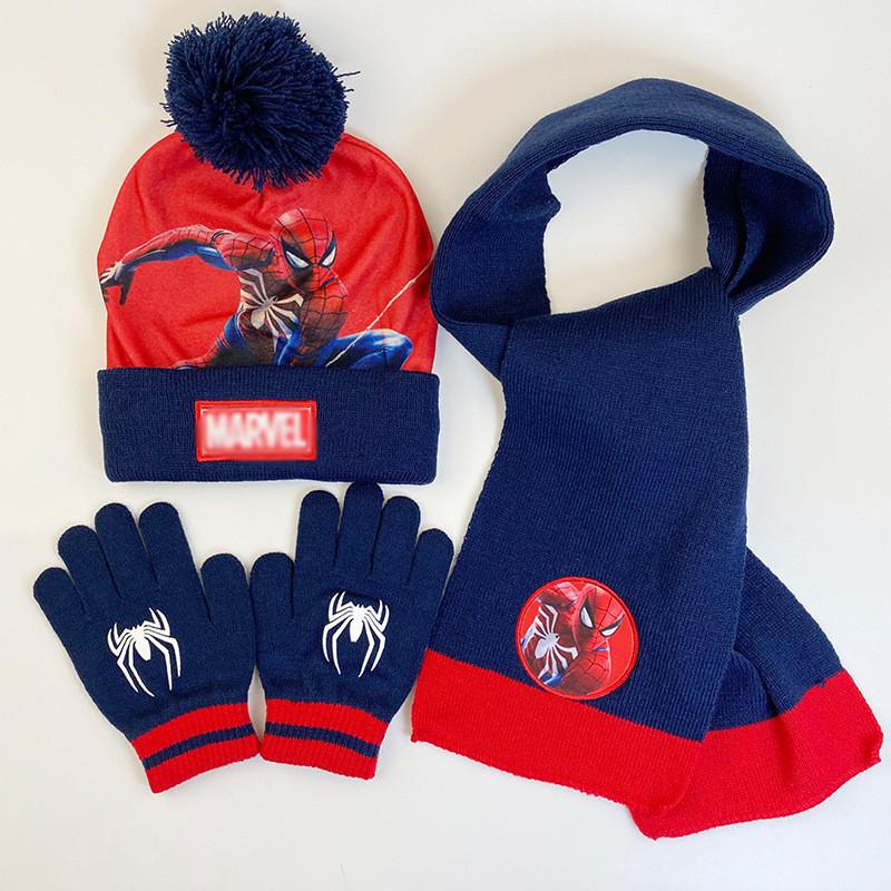 Cozy And Colorful Spider Man Knit Hat Scarf And Gloves Set For Boys Autumn Winter Outdoor Fun