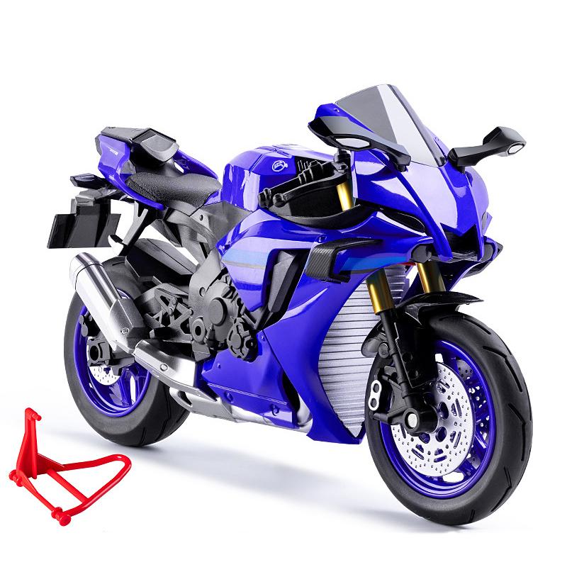 

1/10 Yamaha YZF-R1 Сплав Литой Модель Мотоцикла Коллекция Транспортных Средств Звук и Свет Внедорожный Мотоцикл Игрушки Машина темно-синий